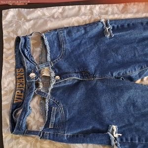 Hip Cut Out Semi Distressed Jeans